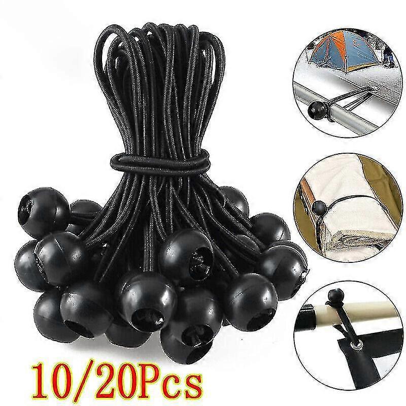 10 قطعة / 20 قطعة كرة بلاستيكية ، حبل عالي المرونة ، حزام ، ترامبولين ، أمتعة خيمة ، حبل مرن ، حزام ، كرة ، أسود