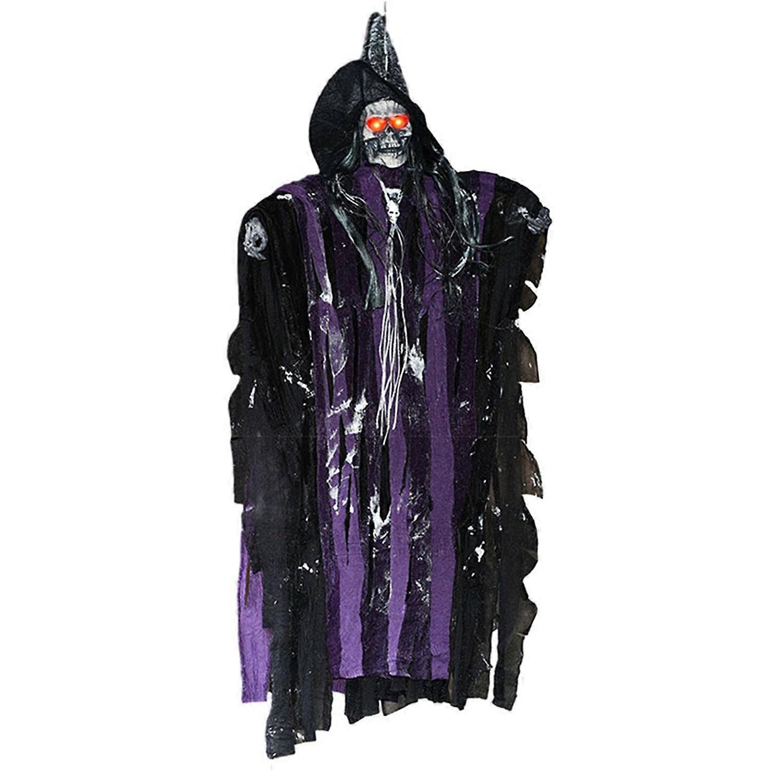 Halloween Skeleton Pendant Spooky Voice Control Hanging Skeleton Ghost Ornament for Outdoor Yard