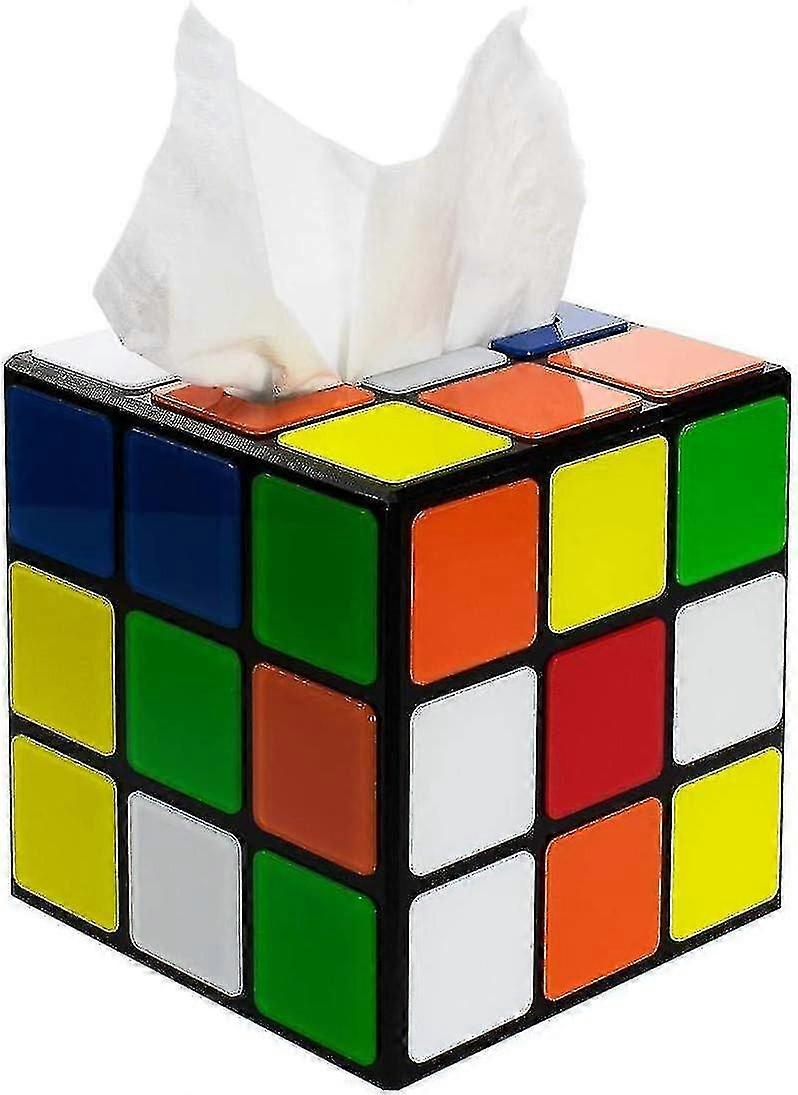 Plastic Magic Cube Tissue Box Cover, Holder For Square Tissue Boxes With Magnetic Lock, Multi Color