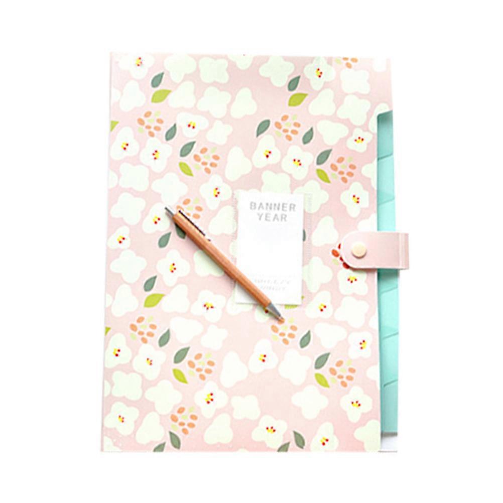 8-Pocket Plastic Expanding File Folders A4 Letter Size Snap Closure Accordion Folder Floral Printing Document File Folder (Pink)