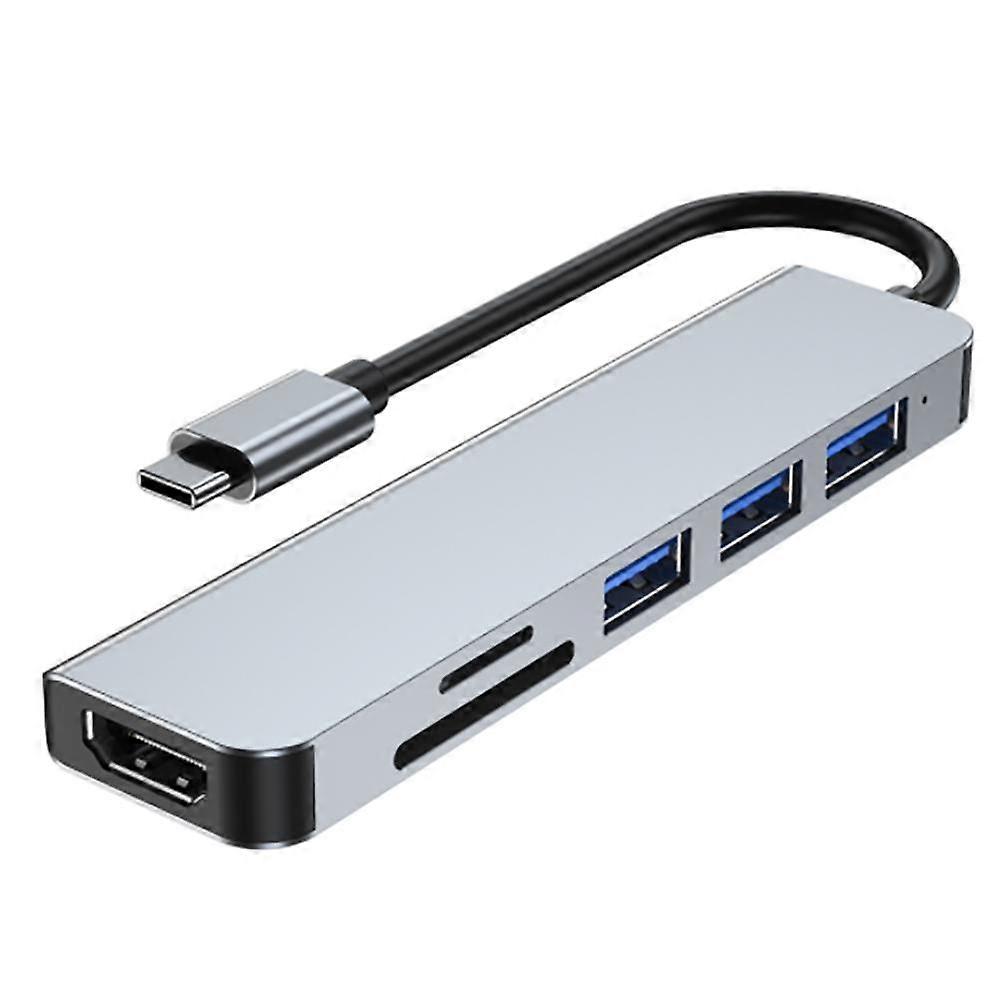 USB-C-Hub-Multiport-Adapter - 6-in-1-USB-C-auf-Multiport-Adapter, SD/TF-Kartenleser - Typ-C-Hub für Macbook Air/Ipad Pro/Laptop/Apple Mehr- Space Grau