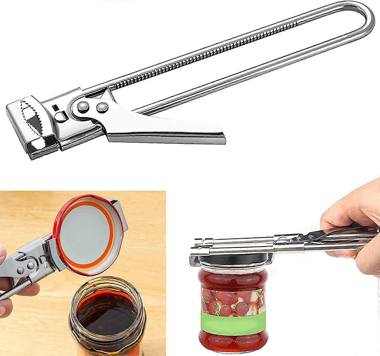 Can Opener For Elderly Weak Hands Universal Jar Opener Manual Jar Bottle Opener Manual Lid Can Opener Stainless Steel Silver Adjustable For Bottles Ja