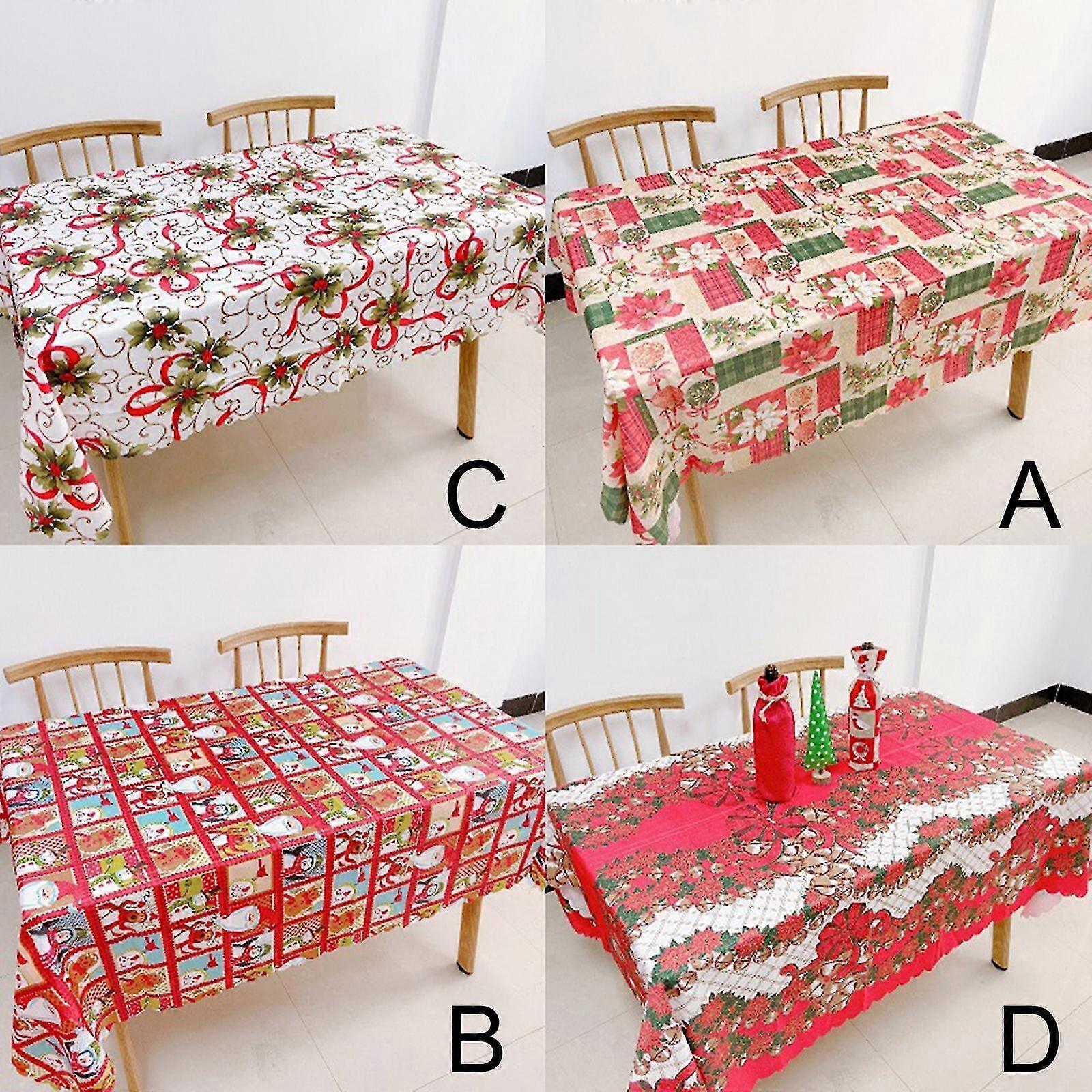 Anti-slip Christmas Elements Square Tablecloth Polyester Printed Table Cloth For