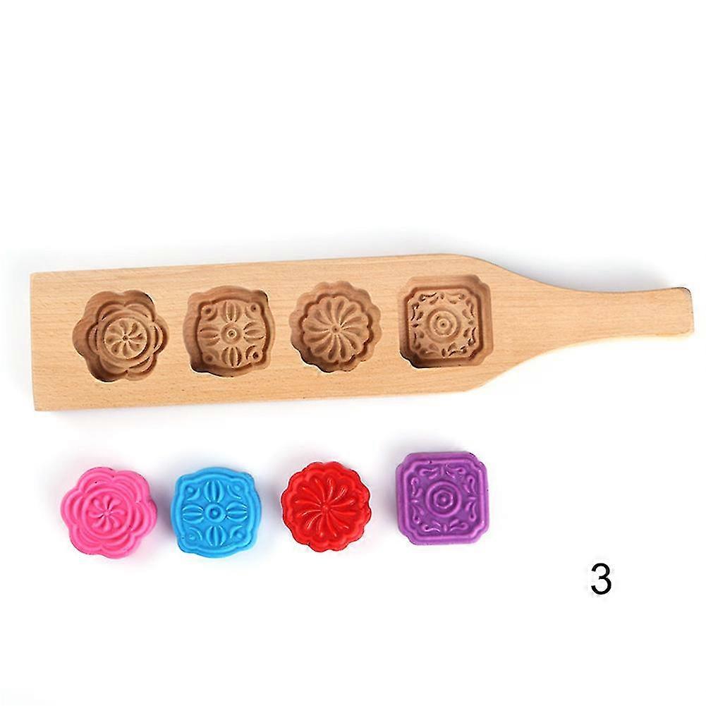 4 Flower Shape Grid Environmental Wooden Muffin Mooncake Cups Handmade Soap Molds Biscuit
