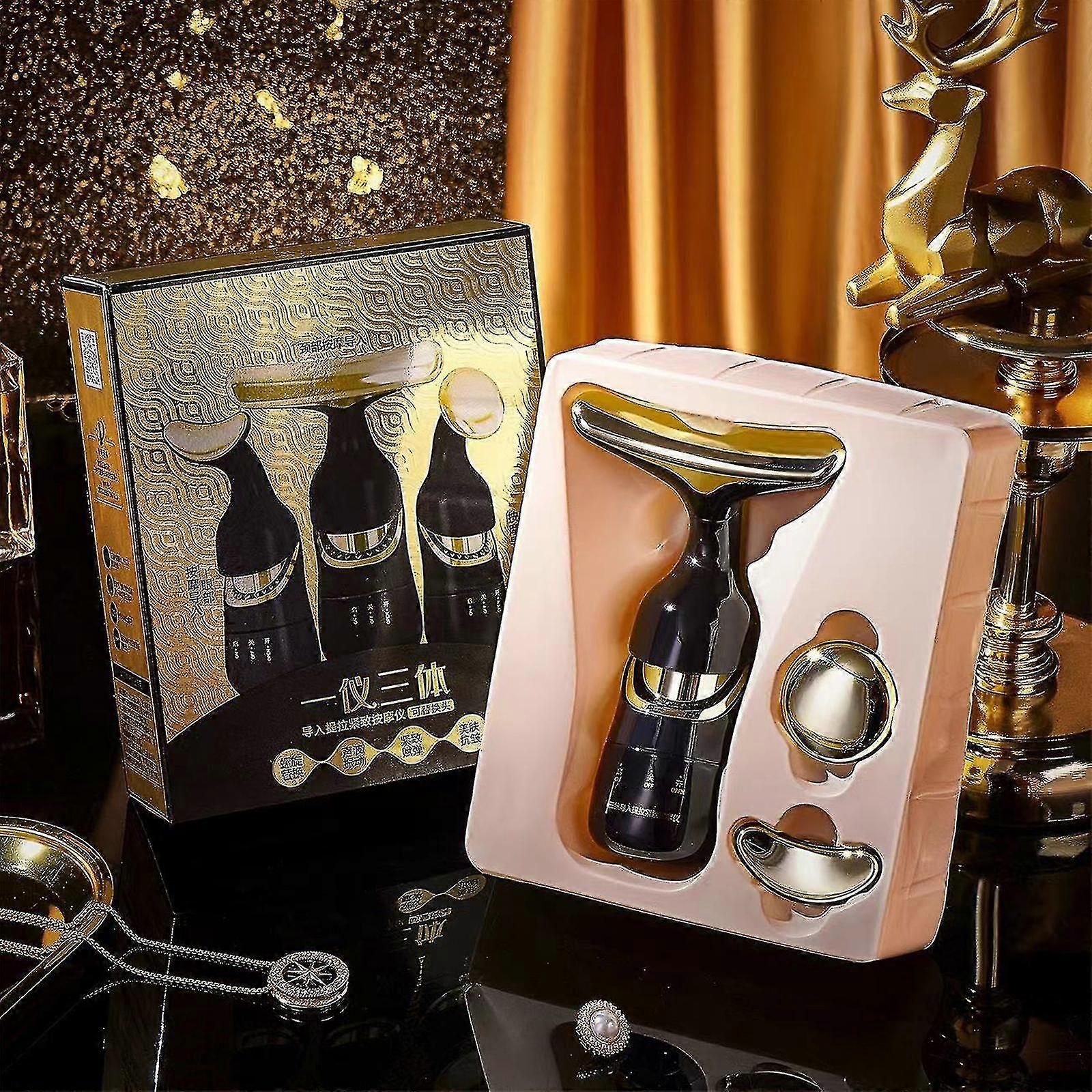 3 في 1 مدلك الوجه المضادة للتجاعيد لعنق الوجه ، جهاز تجميل مدلك الوجه الاهتزازي ، مدلك شد الوجه لشد الجلد