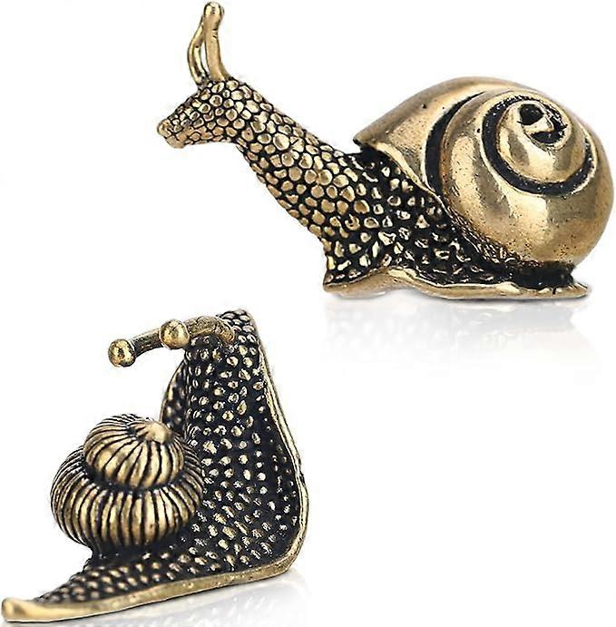 2pcs Snail decor Outdoor pond Garden snail figurine Brass Snail With feng shui decorative effect The meaning of the snail walk slowly and have a safe