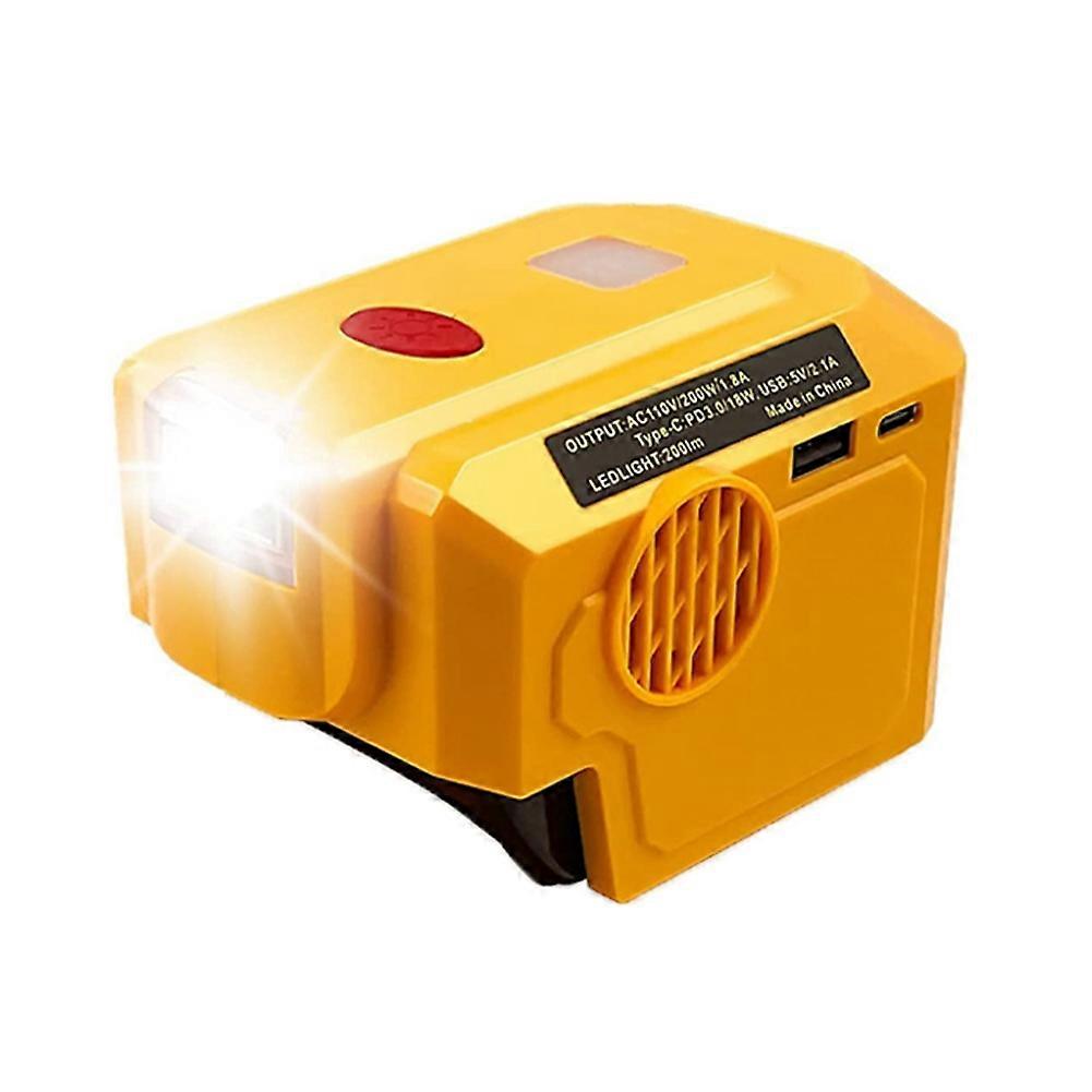 200W Power Inverter for 20V Lithium Battery to 110V Portable Power USB Adapter with LED Light