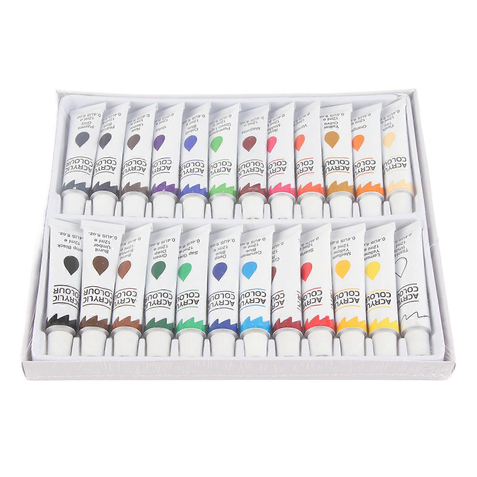 24 Colors 12ml Acrylic Pigment DIY Painting Drawing Accessory Colorful Paint Set