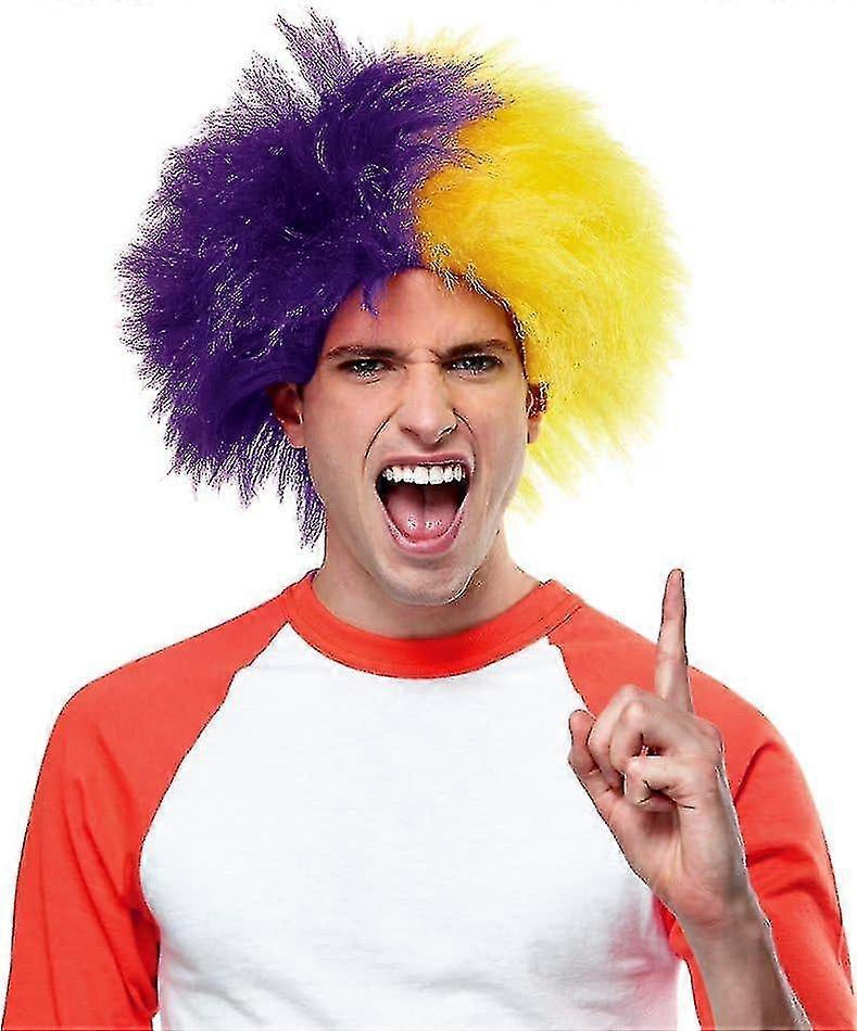 wig for sports fun purple gold