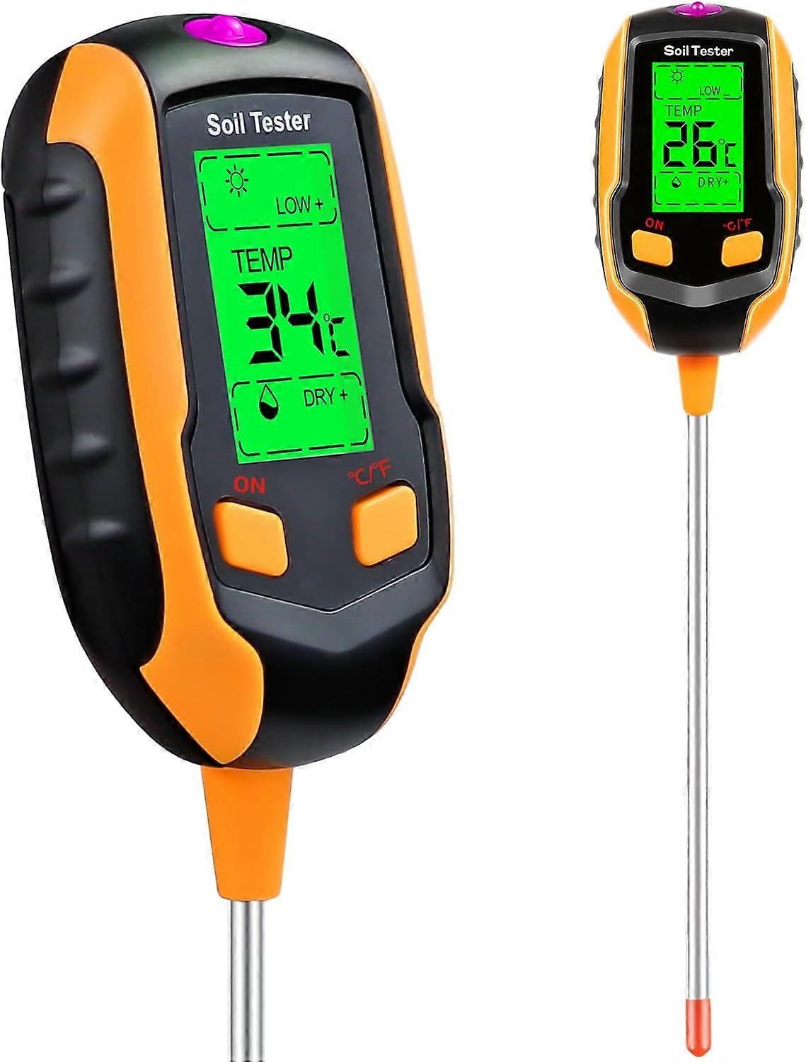 4-in-1 Soil Moisture Meter Digital Plant Temperature/Soil Moisture/PH Meter/Sunlight Intensity/Environment Humidity Backlight LCD display Soil Test Me