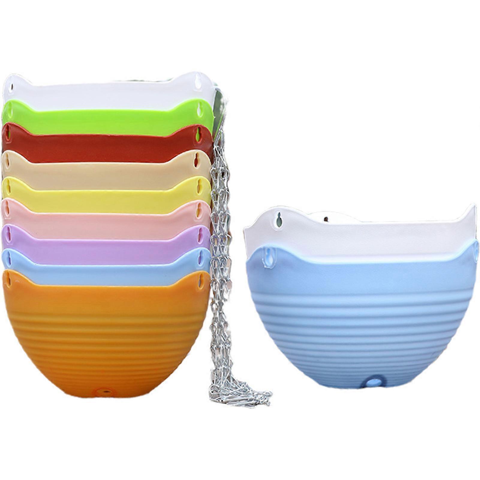 7PCS Hanging Planter Basket Flower Plant Pot Container with Drainer for Garden Home Decor