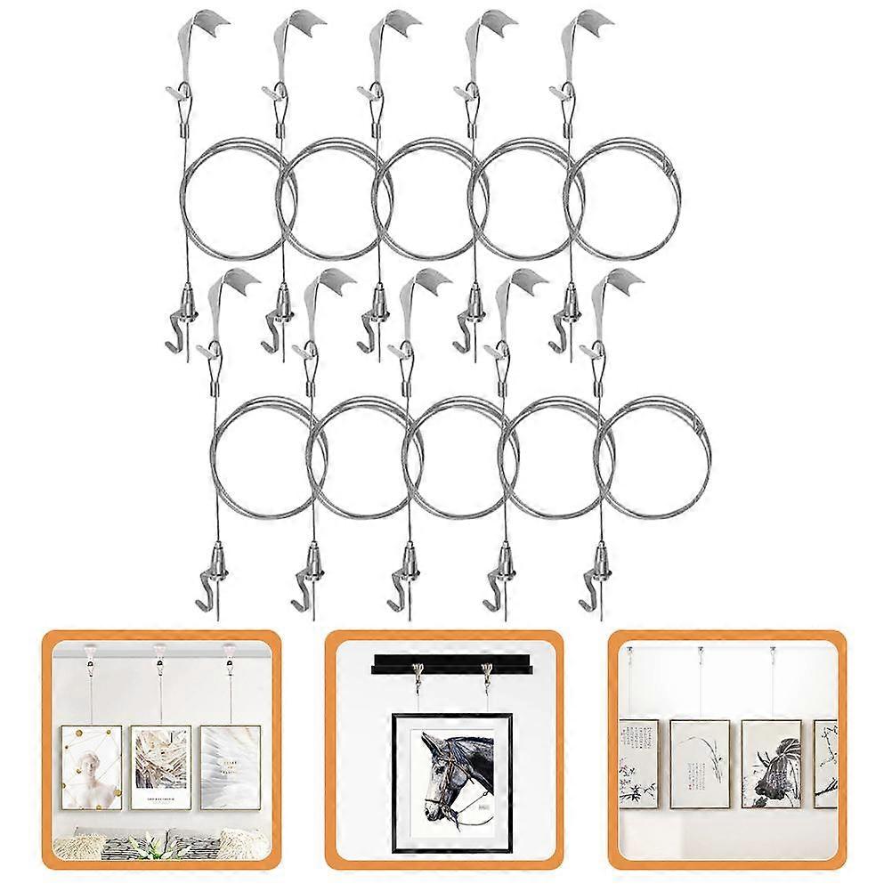 10 Sets Picture Rail Hook Hanging Wire Kit Hanger Frame Hooks Wall Adjustable System Rails and paintings Cimaise