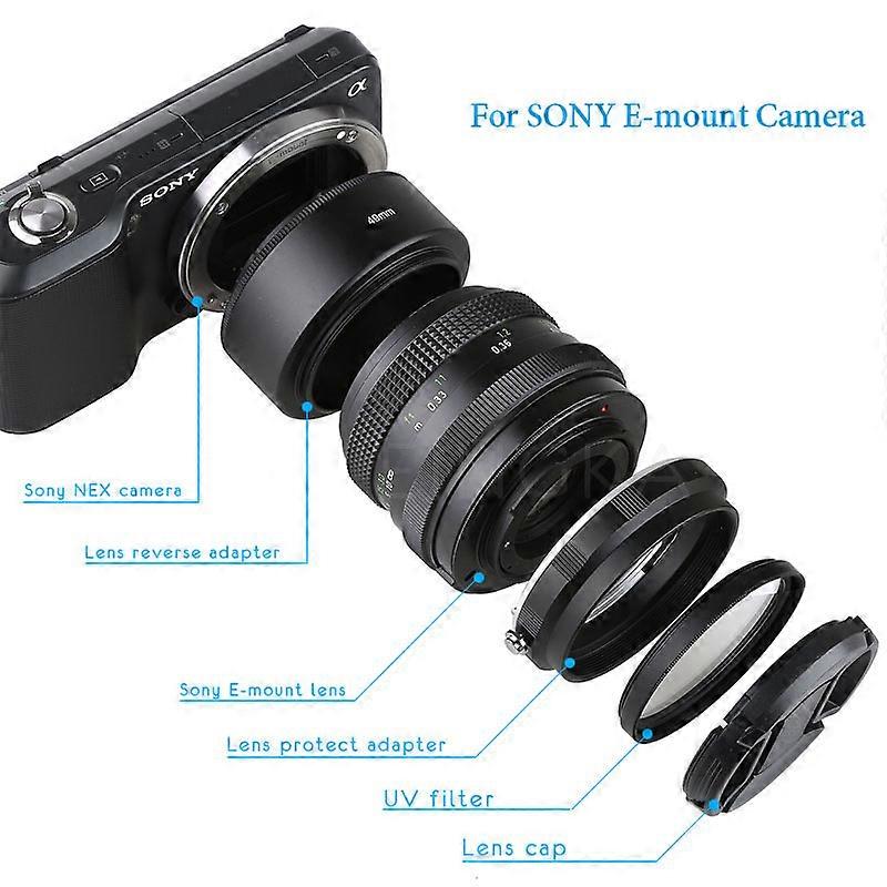 Metal Camera Lens Reverse Adapter Ring Macro Extension Tube for Sony A6300 A6400 A6500 A5100 A5000 A9 A7 A7R II A7S NEX7 E-mount
