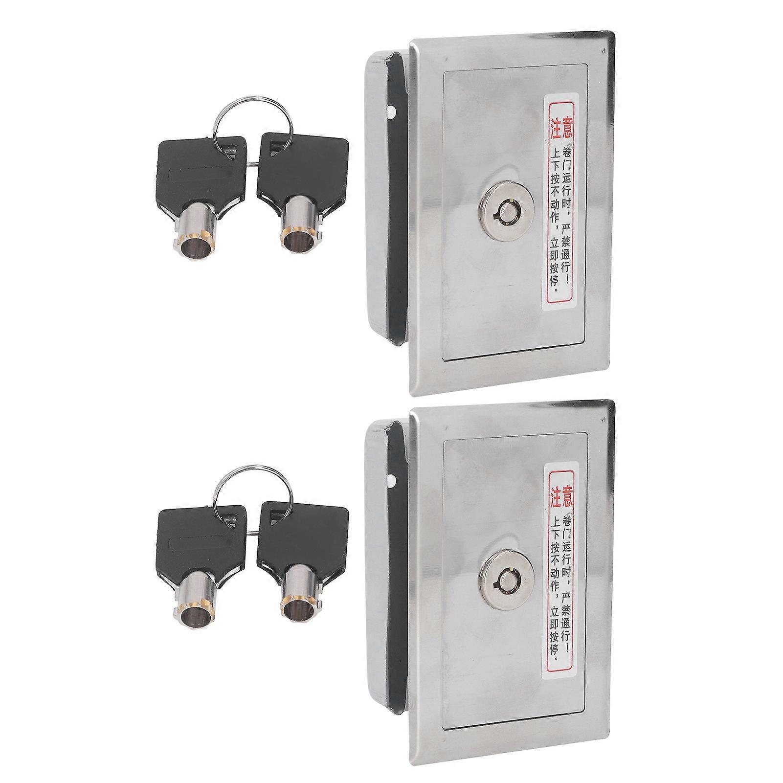 2Pcs Key Switch Box Stainless Steel Universal with Keys Accessory Set Kit for Door