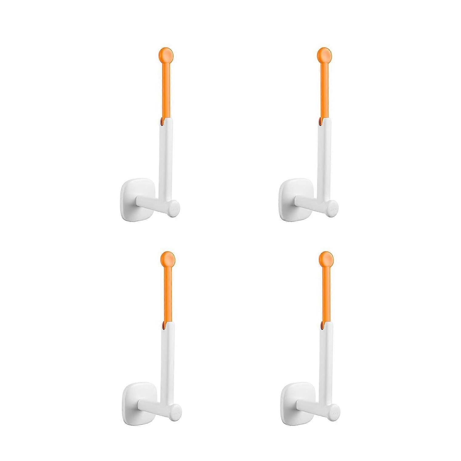 4PCS Adhesive Hooks Wall Hooks Multifunction Rotatable Paper Towel Holder Coat Hooks for Kitchen Ba