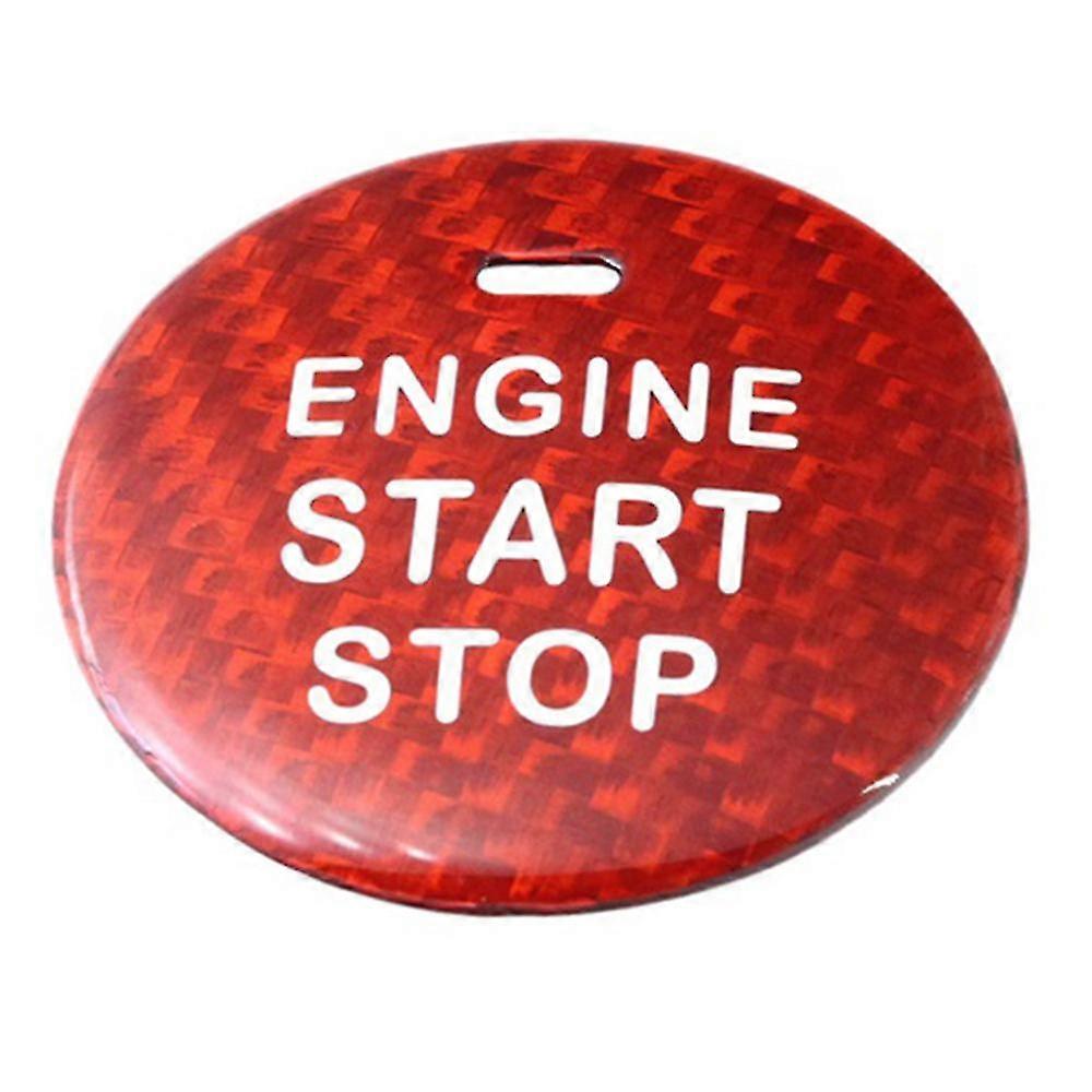 Carbon Fiber Car Engine Start Stop Button Cover Sticker(red)