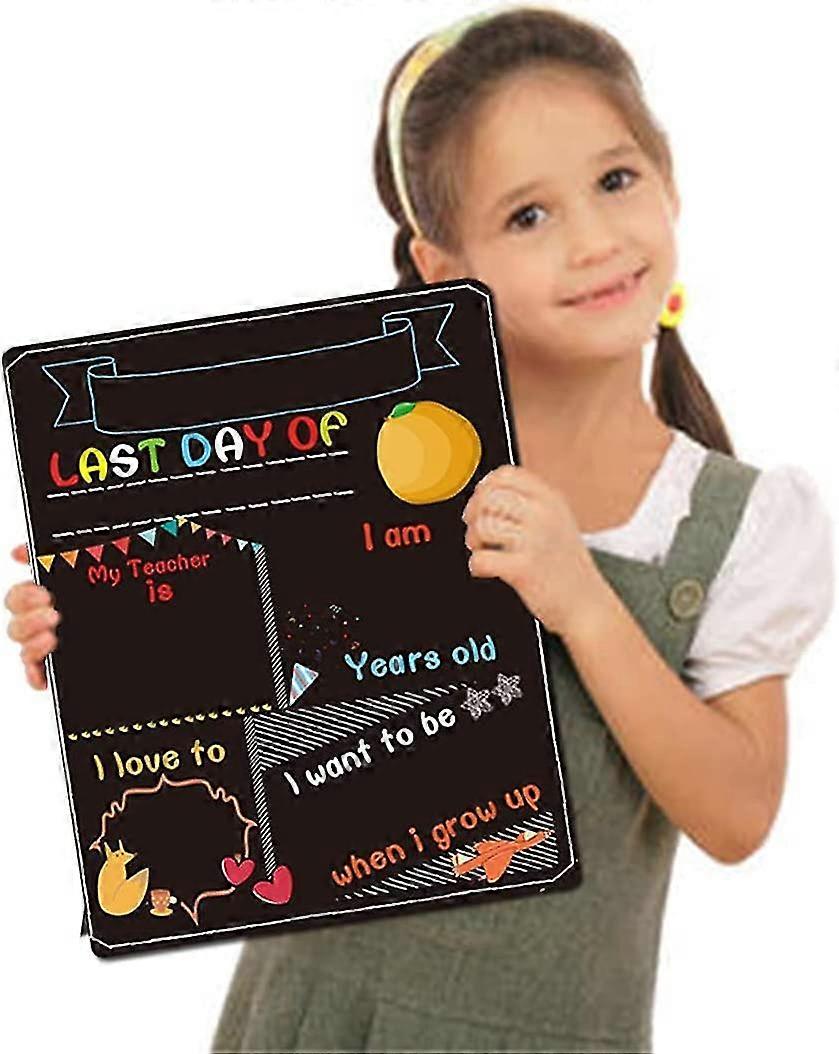 First Day And Last Day Of School Chalkboard Signs- Double- Sided Back To School Sign First Day Of School Photo Prop Sign For Kids, Double Sided Drawin