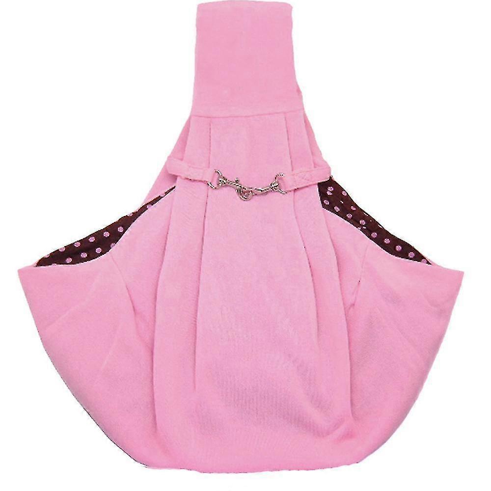 Dog Cat Sling Strap Hands Free Reversible Pet Bag Soft Bag Tote Bag Design (pink)