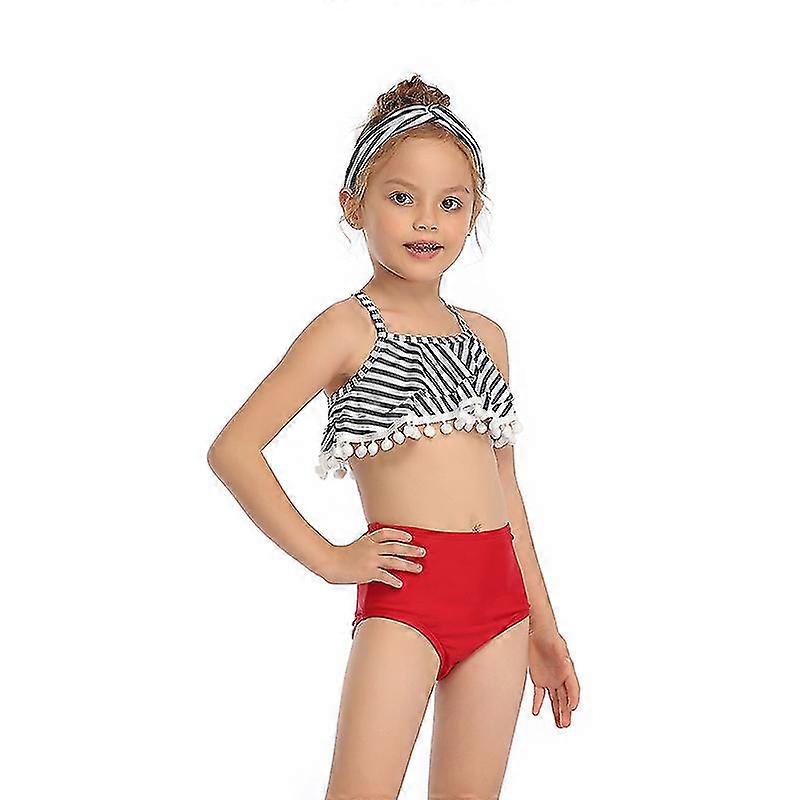 Ball Tassel Design Girl Bikini Swimsuit