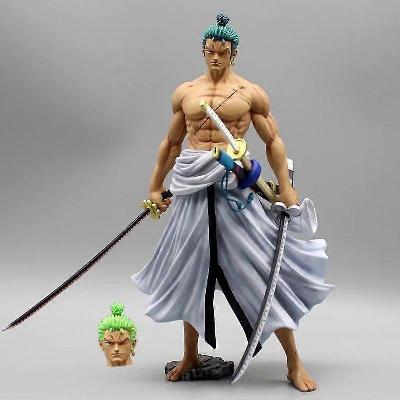 Anime Zoro One Piece Figure Roronoa Zoro Action Figures Double Blade Flow Ghost Back 25cm PVC Statue Collection Model Doll Toys