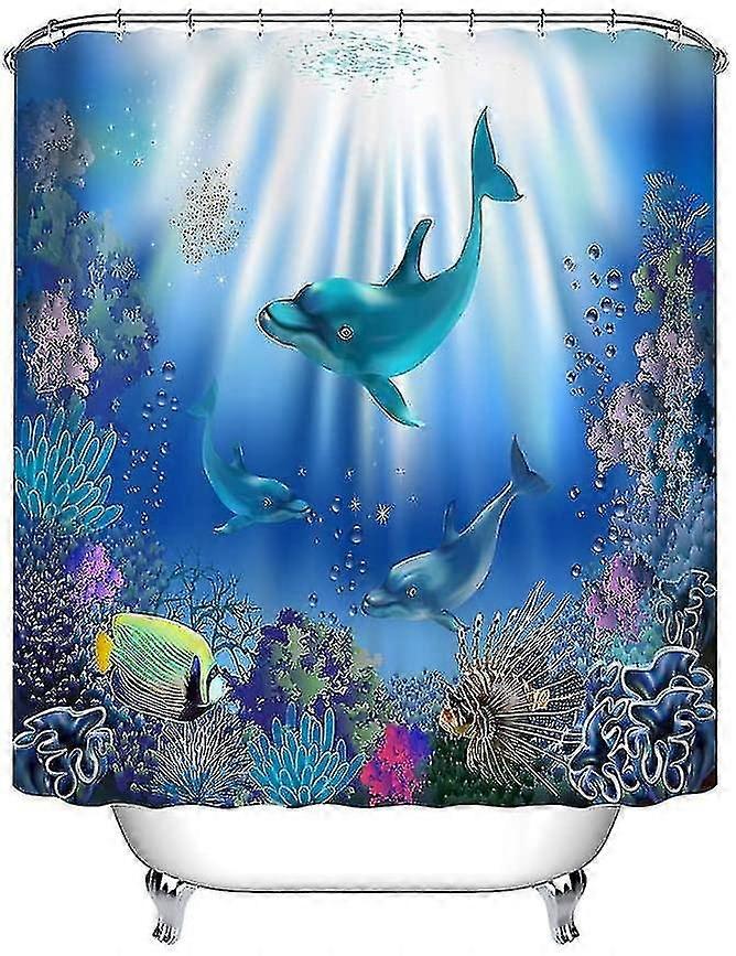 Dolphins Shower Curtain With Hooks