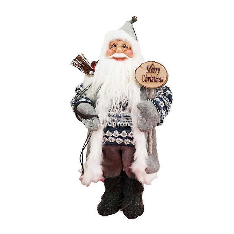 Gray and White Standing Santa Claus Christmas Figurine