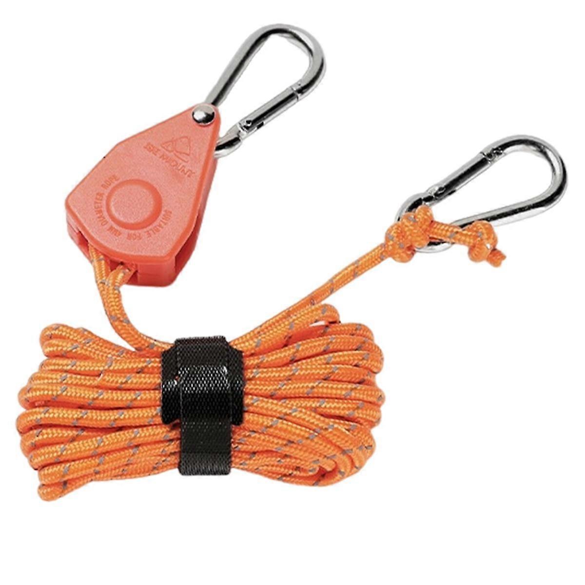 Orange 5Pcs Portable Adjustable Fixed Camping Rope, Quick Release Pulley Camping Rope, Suitable fo