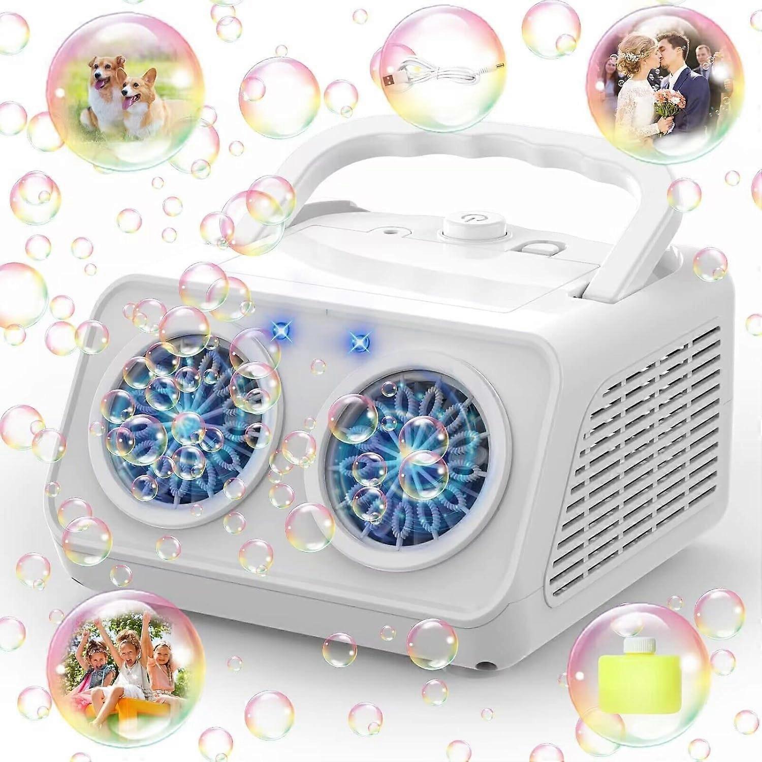 Professional Automatic Bubble Machine, 20000+ Bubbles/Min, Bubble Blower for Kids, 26 Holes, 120ml Solution