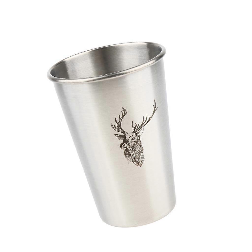 Stainless Steel Stackable Cups for Bar Beer Drinking Deer Pattern 350ml