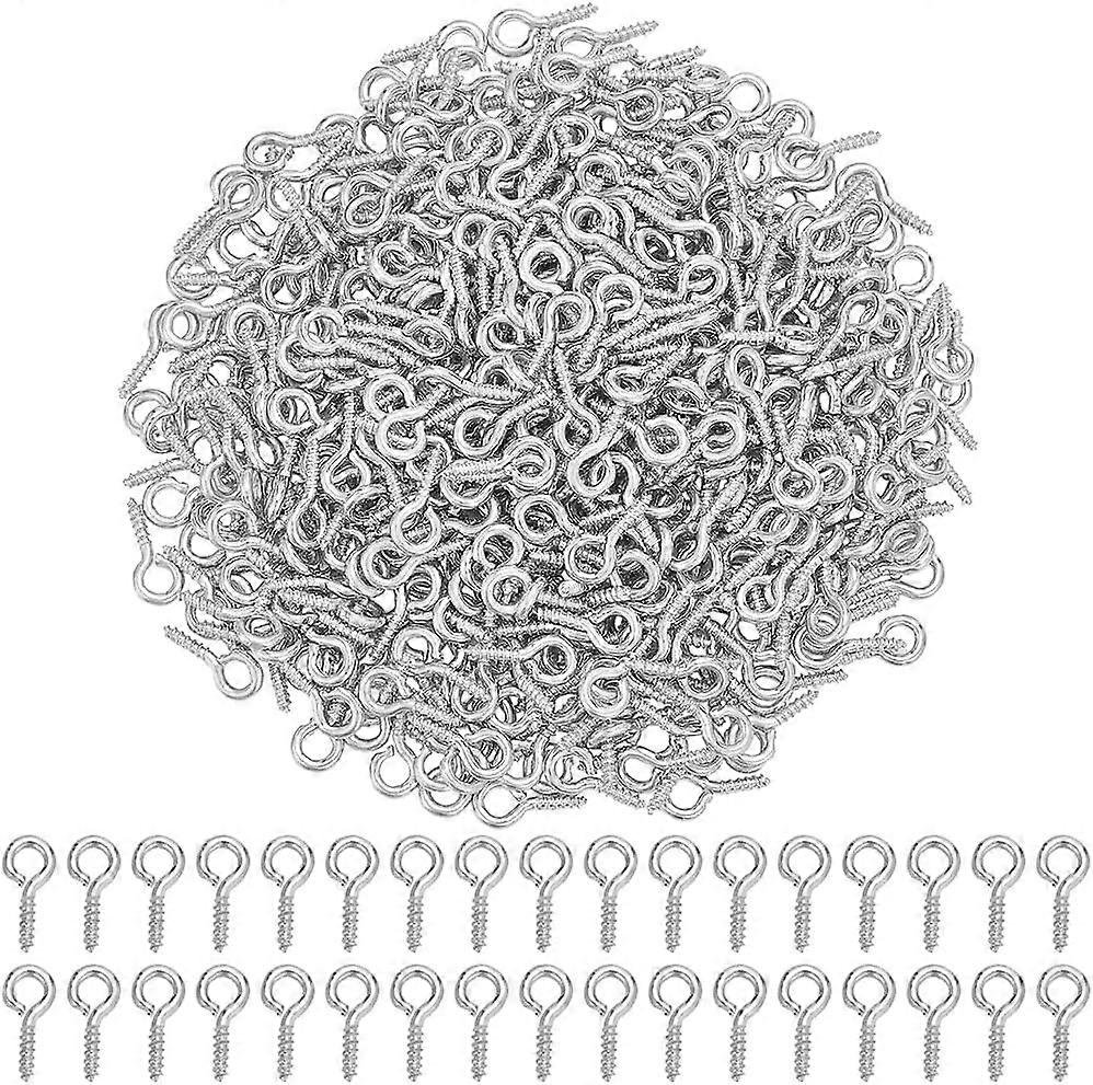 1 Box 500Pcs Silver Eyelet Screws Small Eye Screw Hooks Metal Alloy Peg Bails Hook Eyelets Threaded Clasps Hook Pin Bulk for Jewelry Making Accessorie