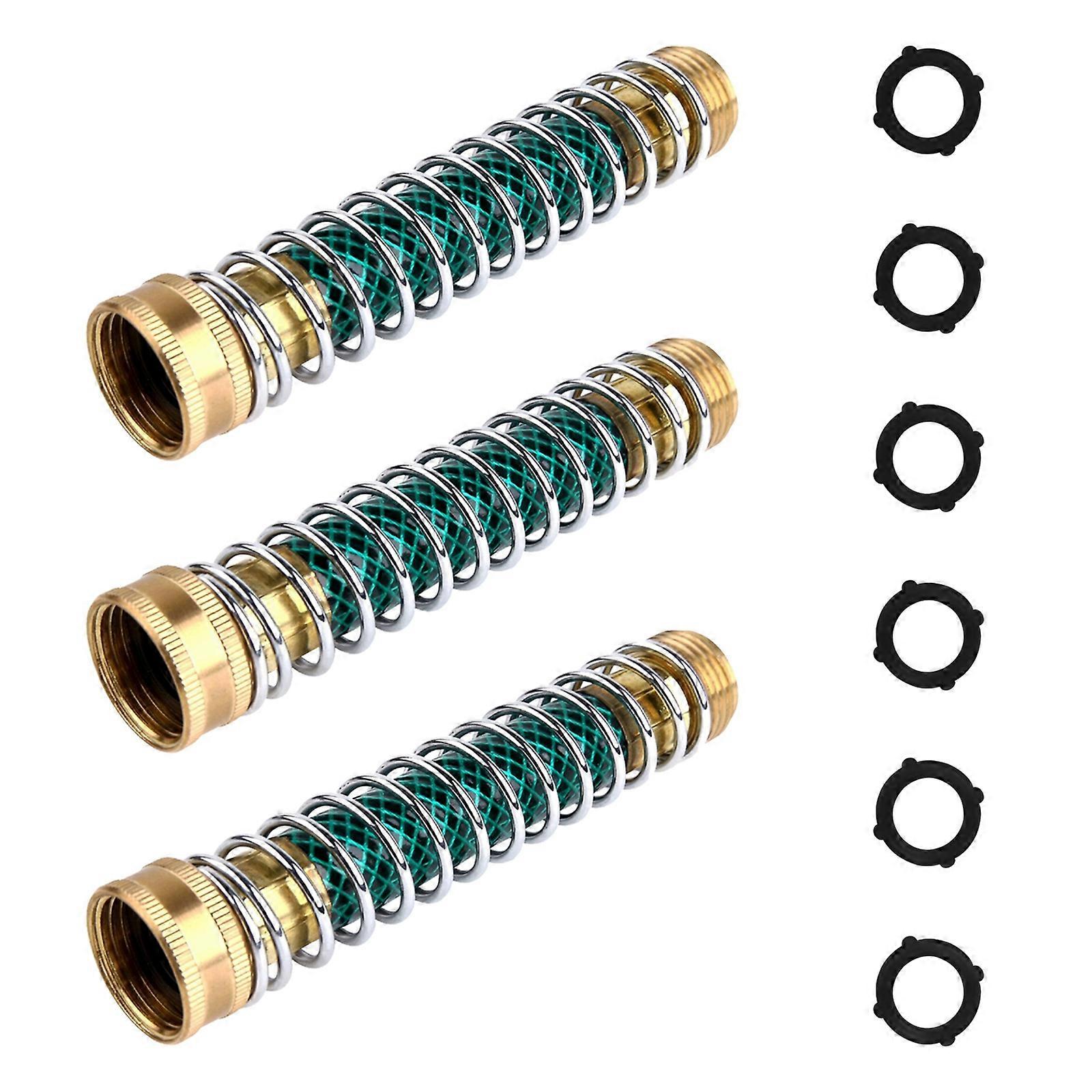 Garden Hose Protector with Coil Spring, 3-Pack Extension Adapter, 6 Rubber Washers