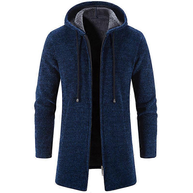 מעיל סוודר מסוגנן עם ציפוי פליז לגברים - אופנת חורף, צבע אחיד, נוחות איכותית
