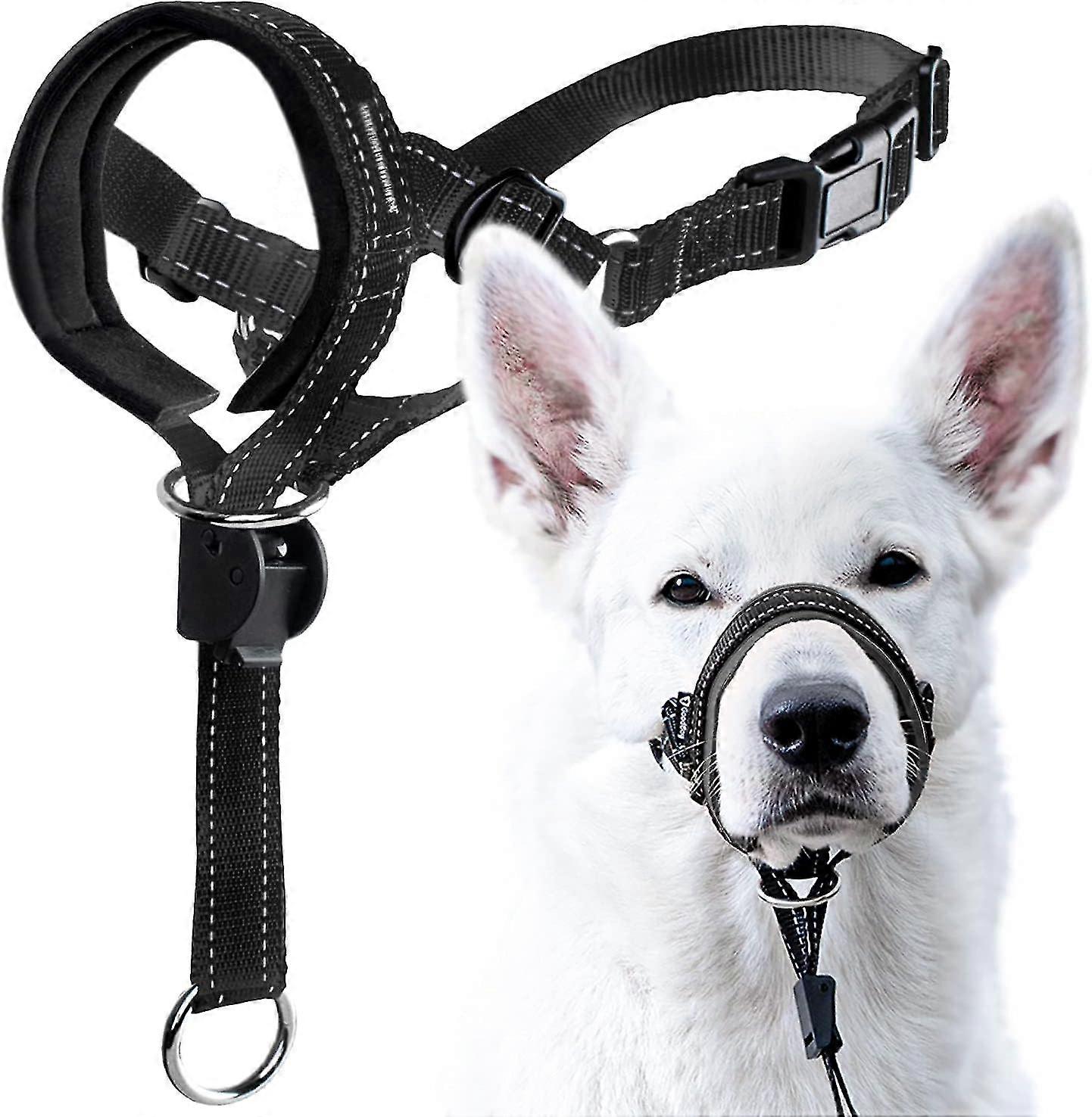 Dog Head Halter With Safety Strap, Dog Head Collar With Reflective Strap, Stop Heavy Pulling On The Leash Padded Headcollar For Small Medium Large Dog