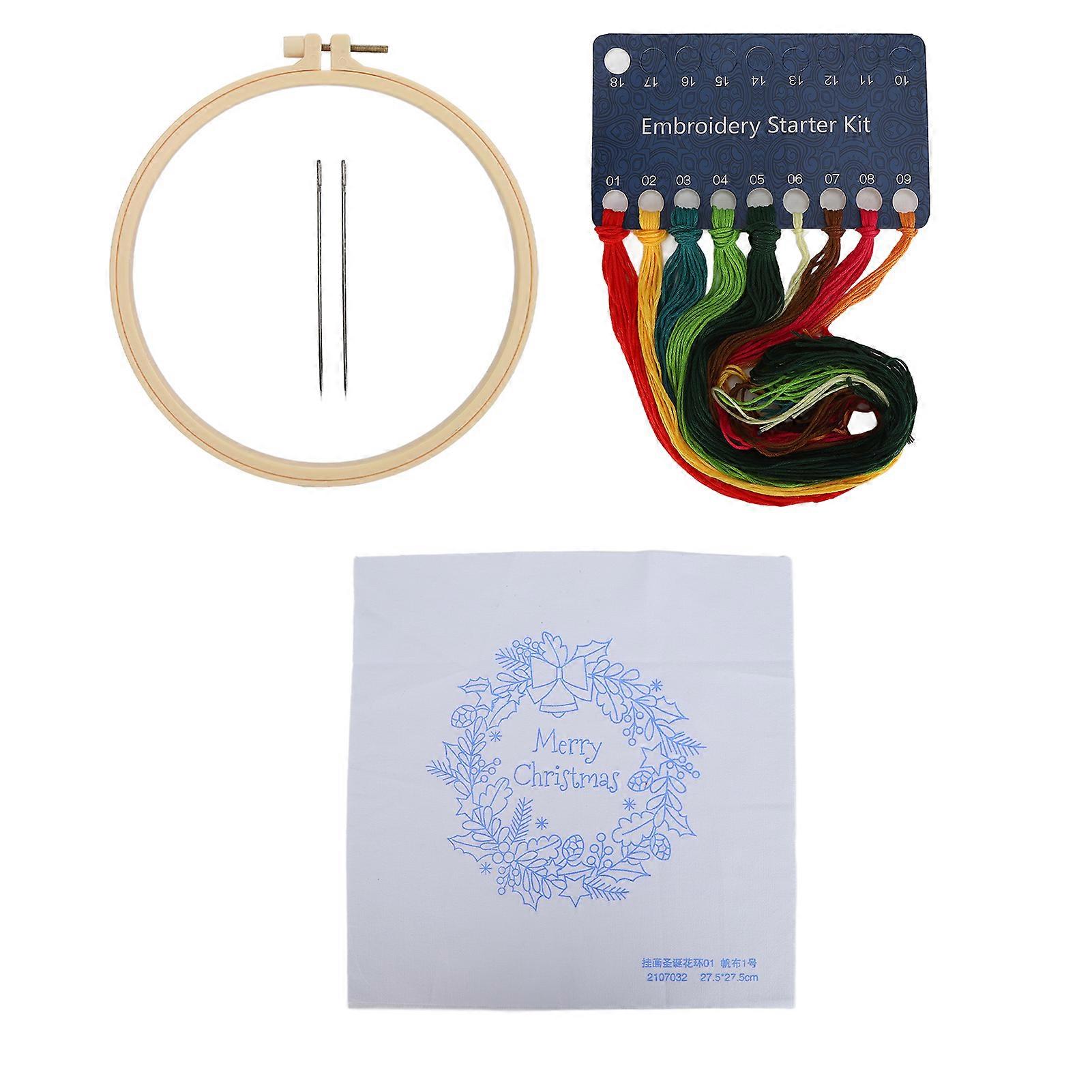 Christmas Embroidery Kit Easily Use Colorful Exquisite Pattern DIY Wreath Embroidery Kit for Beginners