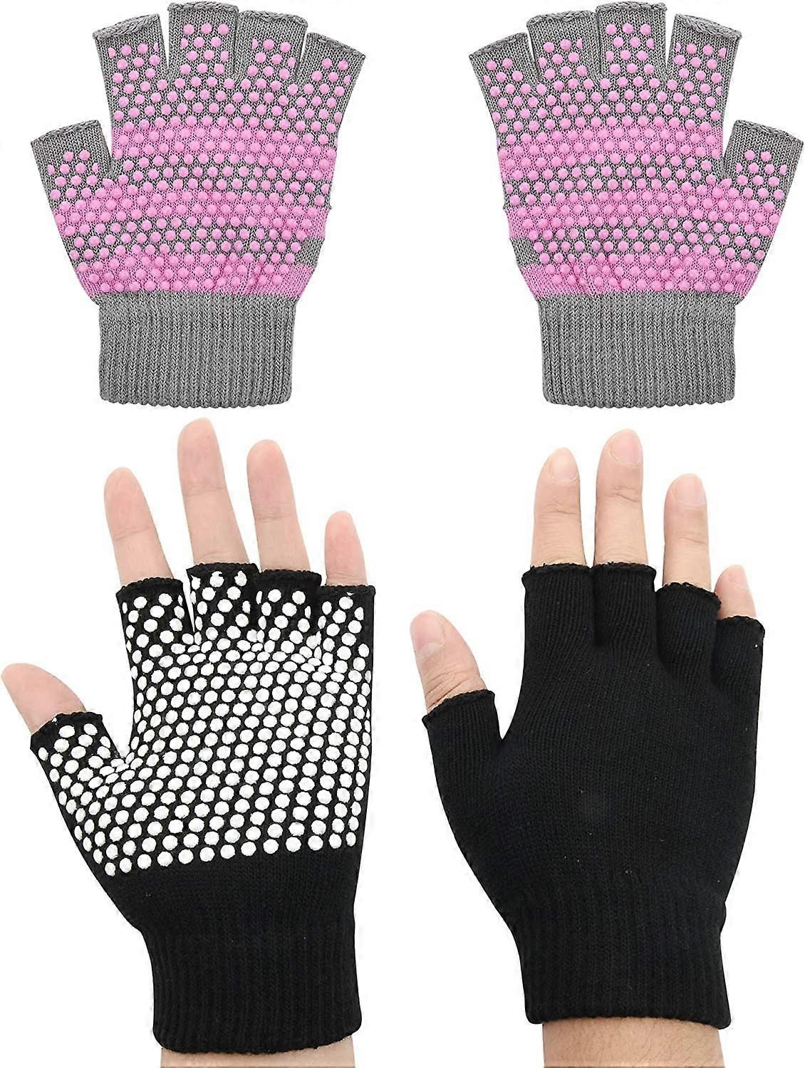 2 par halkfria yogapilateshandskar för kvinnor, barre, balett, bikram tränings- och träningshandskar