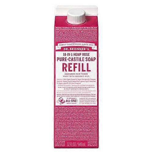Dr.Bronner's Pure Castile Liquid Soap Refill Rose ,32 Oz