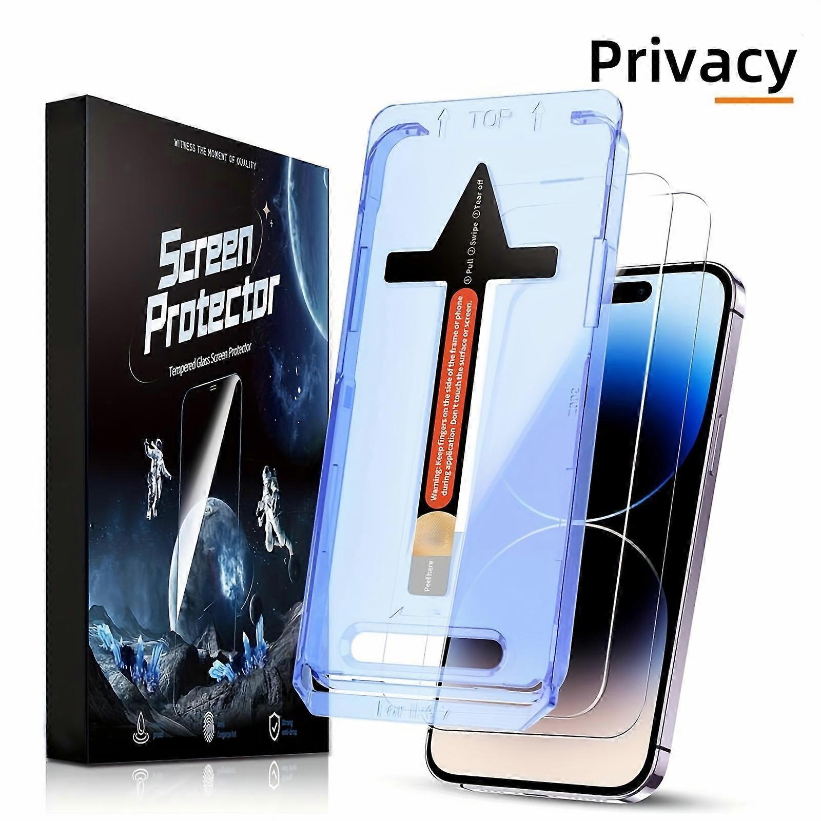 2pcs For All Series Of For Apple Mobile Phones Privacy Glass Screen Protector, Automatic Dustproof Installation, Bubble Free, Easy Installation