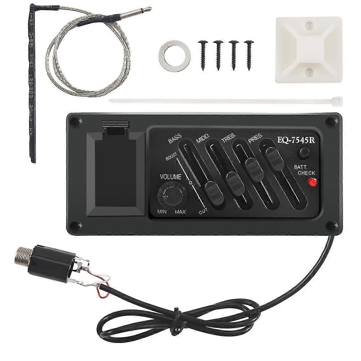 4-Band EQ Equalizer Piezo Pickup متوافق مع EQ-7545R موالف مكبر الصوت للغيتار الصوتي قبل الأمبير