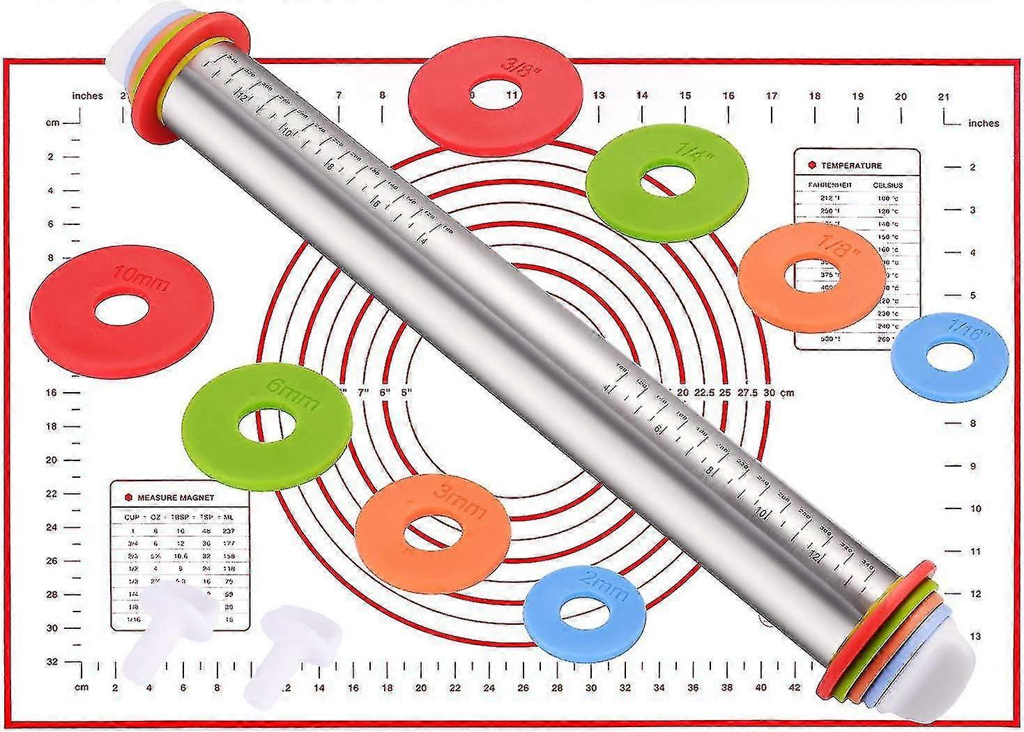 Stainless Steel Rolling Pin, Professional Adjustable Rolling Pin With 4 Adjustable Discs