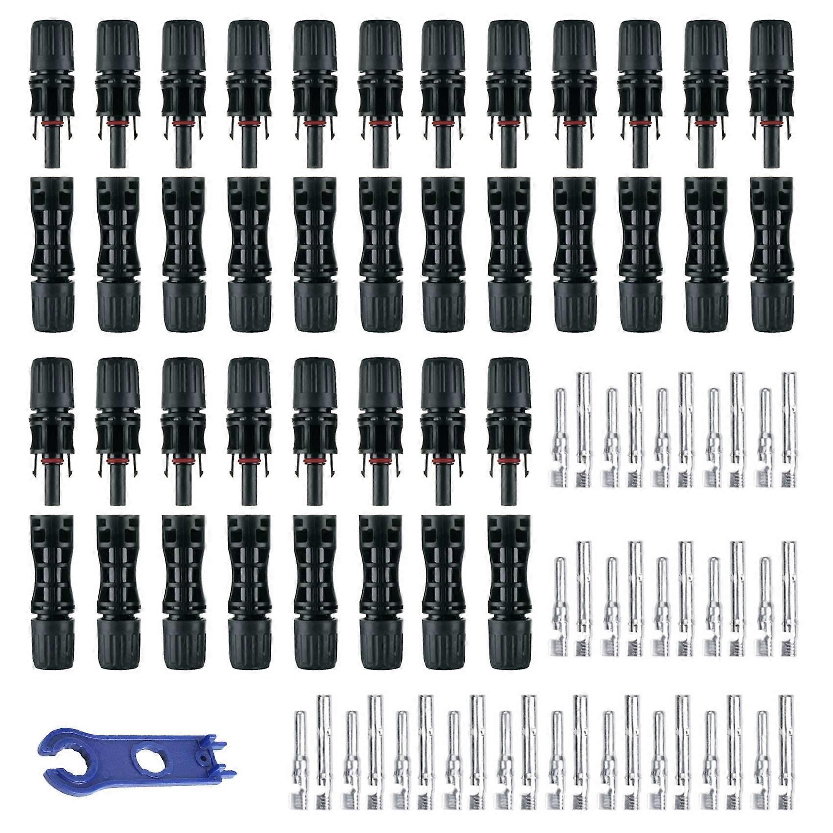 40 PCS 1500V 30A Solar Connectors with Spanners IP67 Waterproof Solar Panel Cable Connectors Male/F