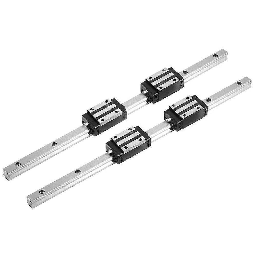 2Pcs HG15-400mm Linear Guide Rail with 4Pcs Black HGH15 Linear Bearing Slide Block