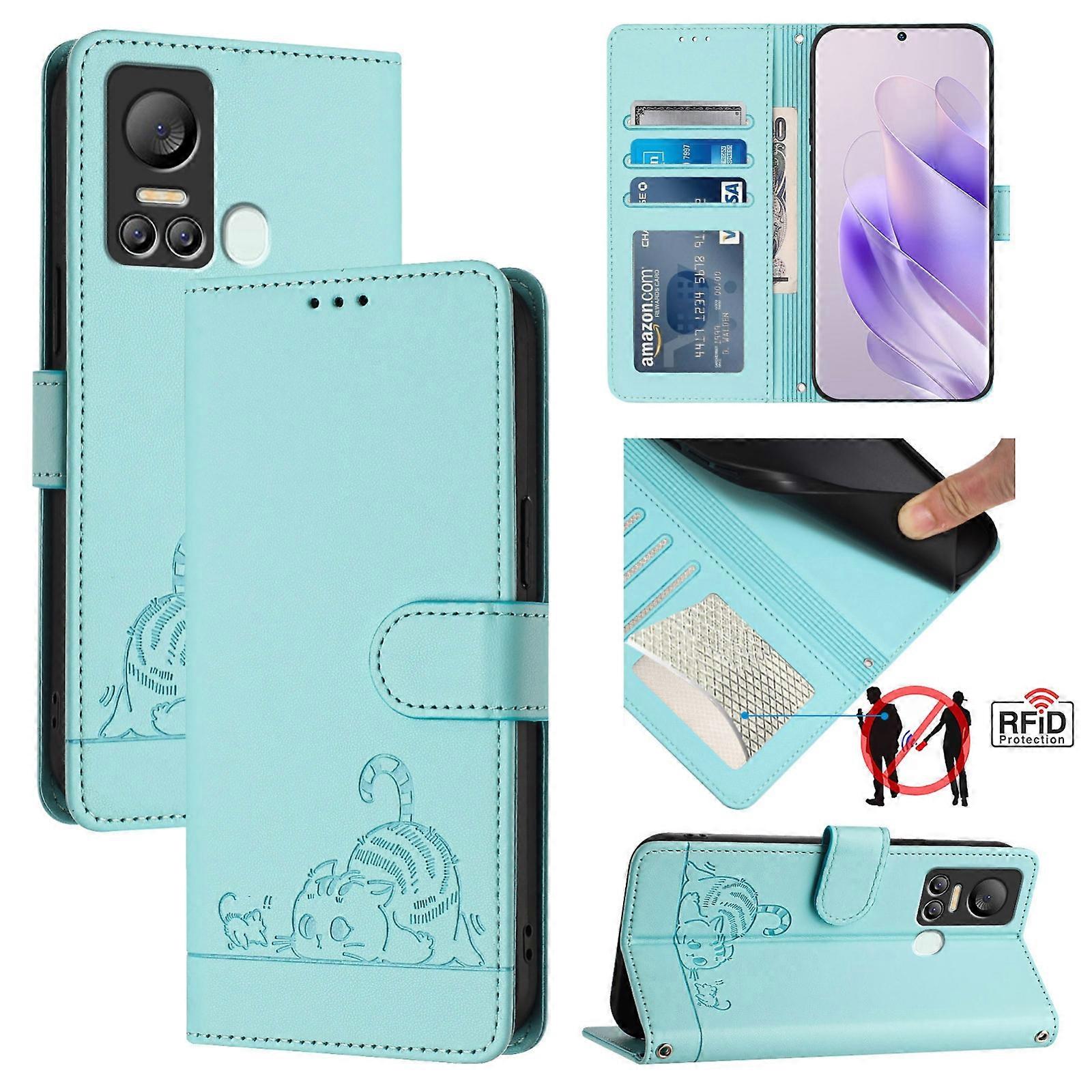 Cat Rat Embossed RFID PU Case Pour itel S18 / Vision 5