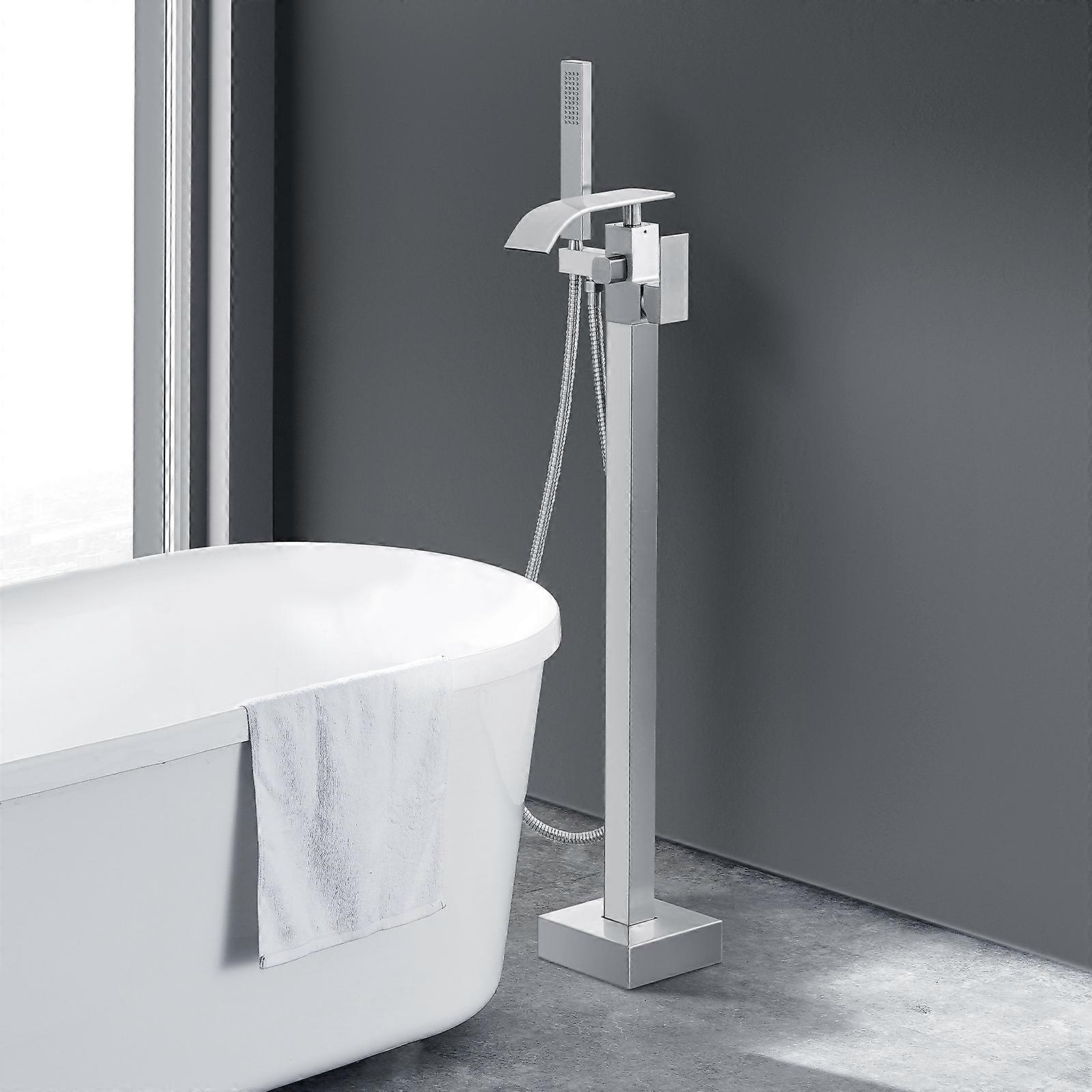 Robinet de baignoire autoportant, montage au sol, remplissage de baignoire autoportant, robinets de mitigeur de douche, deux modes d’eau, bec pivotant à 360°