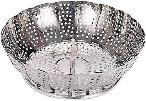 Silver Stainless Steel Fruit Bowl Steamer Stainless Steel Folding Retractable Steamer Tray Multi-Function Steamer Fruit Bowl Fruit Bowl