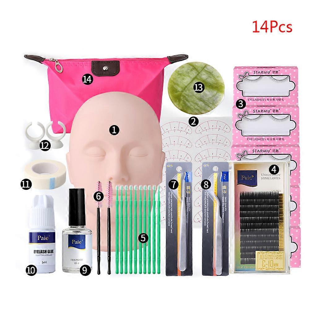 False Eyelashes Extension Kit,Professional Lash Practice Kit with Mannequin for
