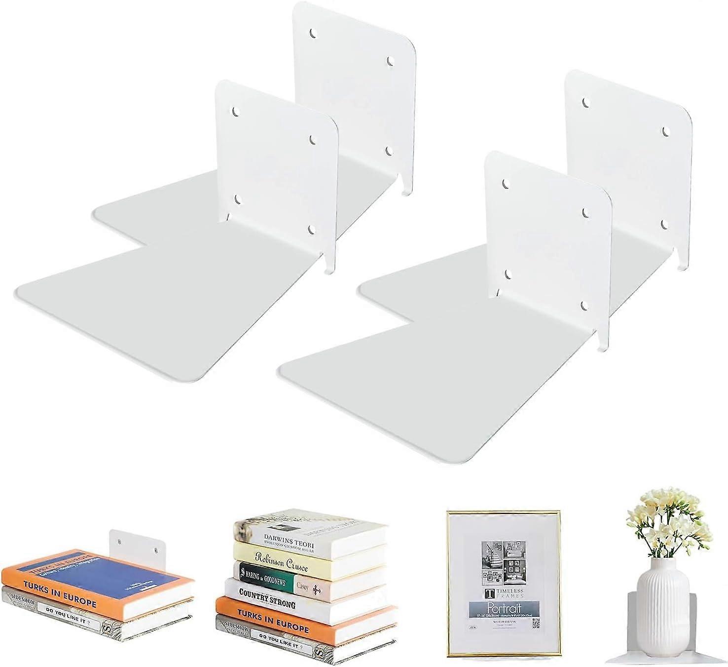 4Pcs Floating Bookshelves, Invisible Bookshelf, Floating Book Shelves Wall Mounted for Bedroom & Living Room