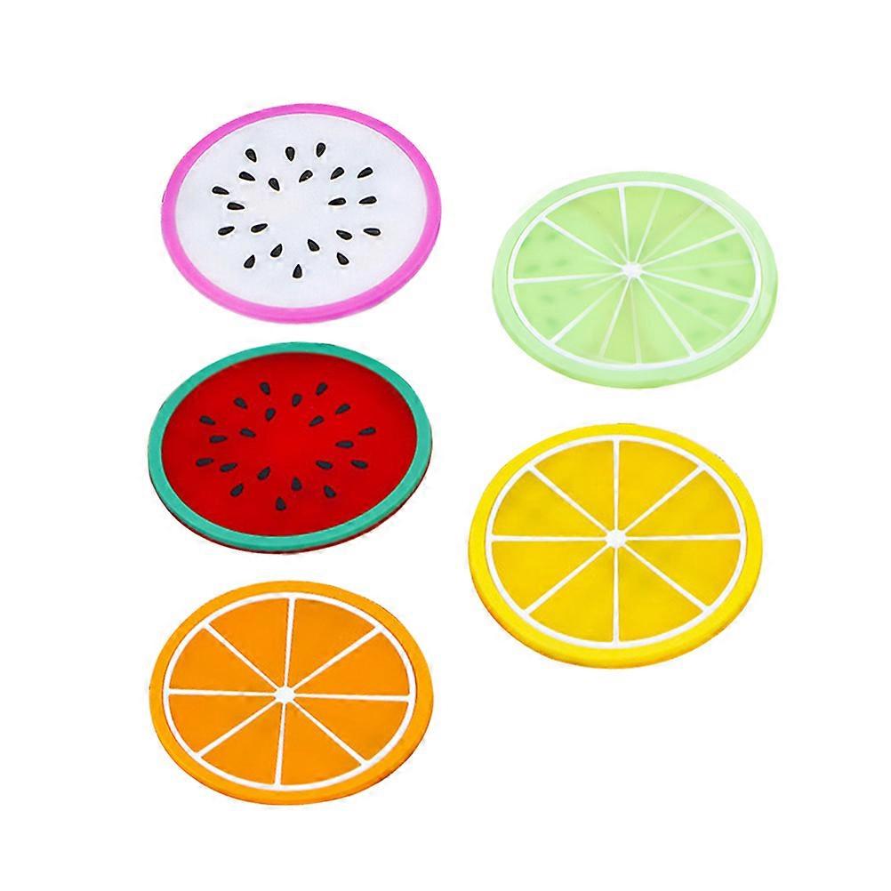 5 PCS Heat Resistant Silicone Fruit Pattern Cup Mat Coaster Drink Pads