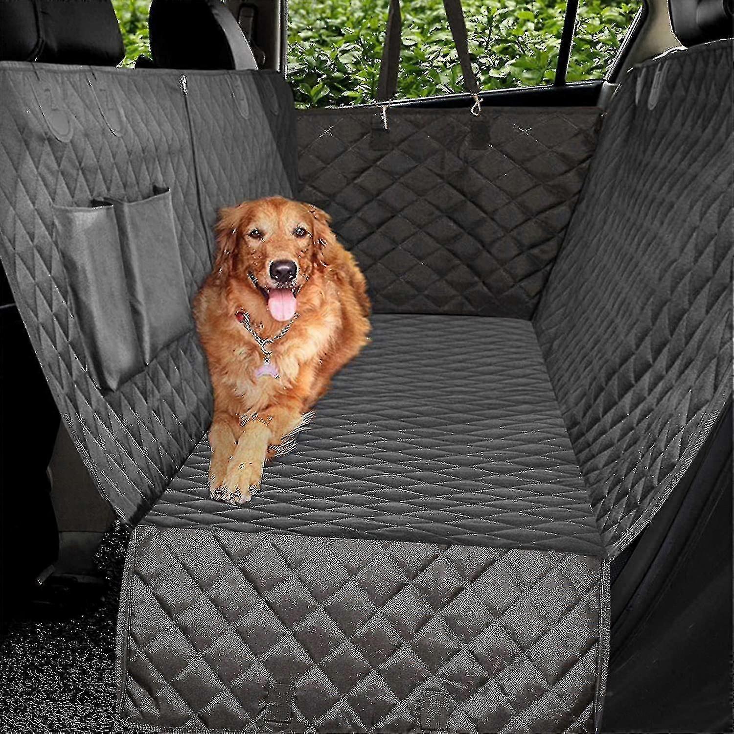 Car Seat Protector, Dog Seat Cover With Side Wings, Rear Pet Seat Cover-black, Hammock Convertible C-yky