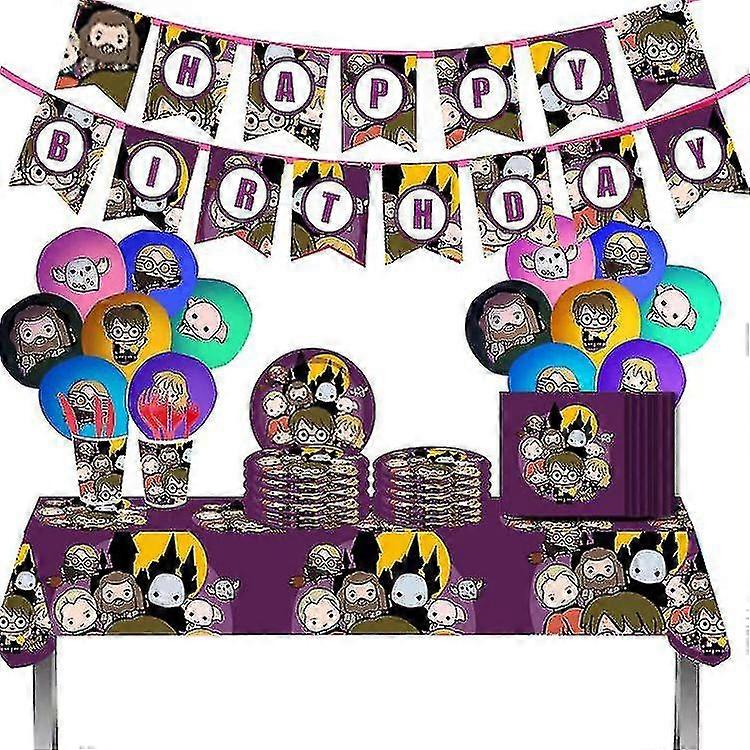 Harry Paper Cup Paper Plate Tablecloth Knife Fork Spoon Wizard Theme Birthday Pull Flag Party Tableware Decoration