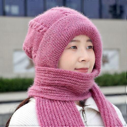 Integrated Ear Protection Windproof Cap Scarf Knitting Thickening Hat Winter